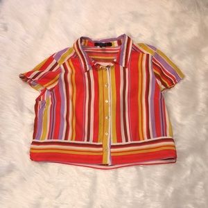 Multicolored variegated strip top and skirt